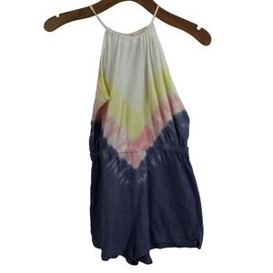 Wildfox Womens Edelweiss Tie Dye Cotton Halter Keyhole Back Romper Size XS NWT